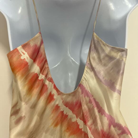Allsaints Melody Marea Midi Slip Dress Silk Rainbow Pink V Neck Lined Size 6 Y2K - Picture 10 of 16